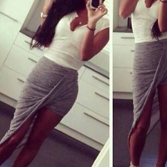 Romeo + Juliet couture skirt Womens size Small Asymmetrical stretch Heather Gray - Picture 1 of 10